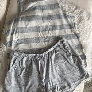 Born Gray Striped Women's Sleepwear Pajama Shorts Set
